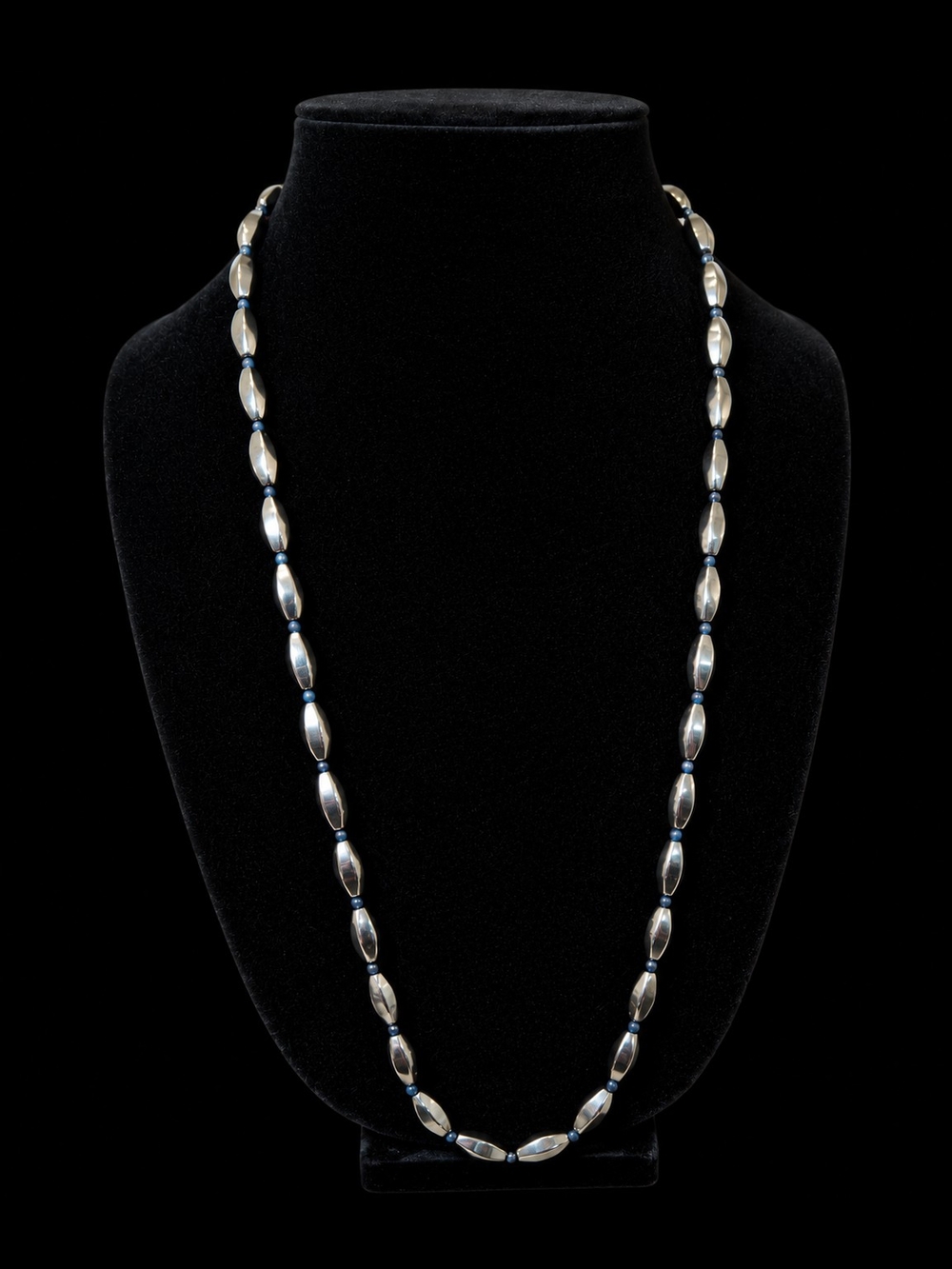 Hematite And Mineral Grade Sapphire Bead Necklace Bracelet And Earring Set